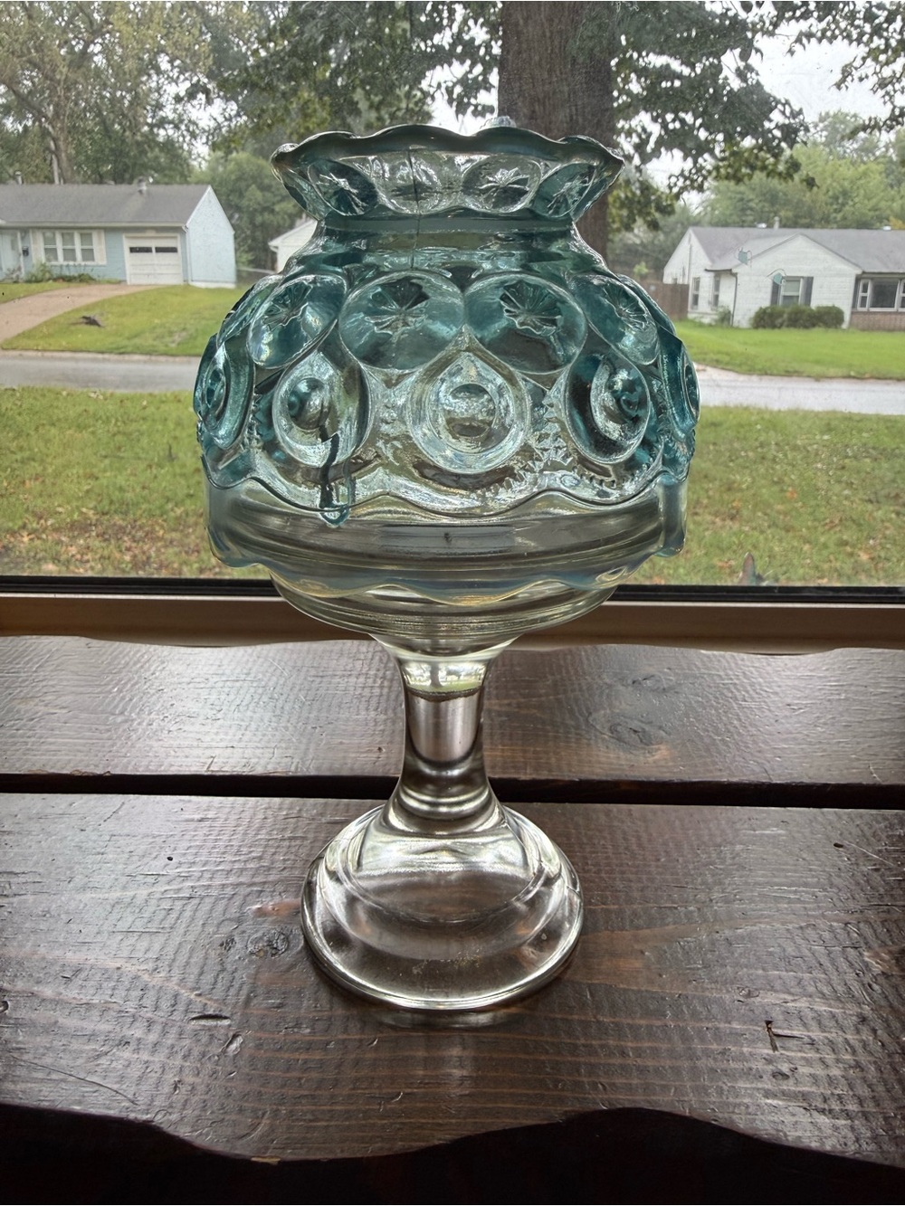 Vintage L.E. Smith Moon and Stars Glass Fairy Lamp